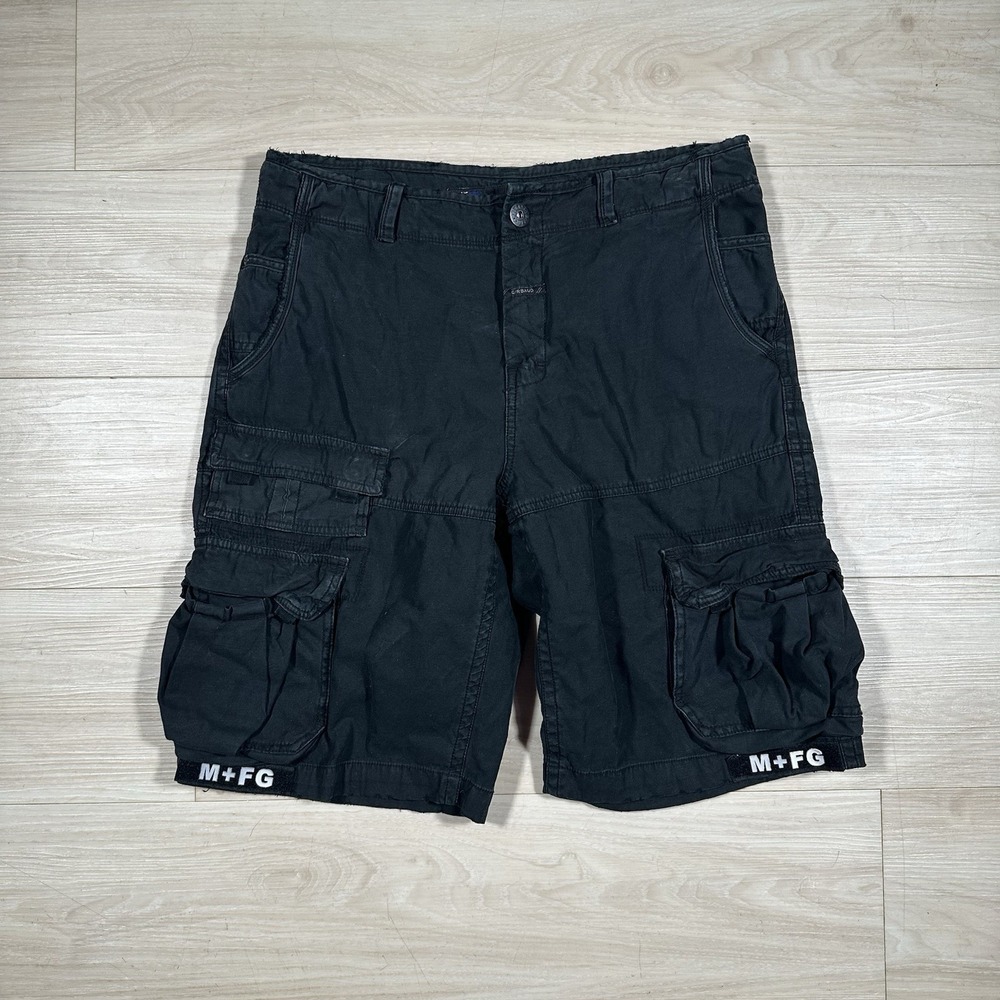 Vintage Y2K Marithe Francois Girbaud Shorts Men's 34 Black Denim Cargo Baggy